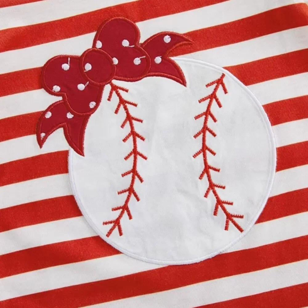 Baseball Baby Girls Sleeveless Ruffle Romper Jumpsuit